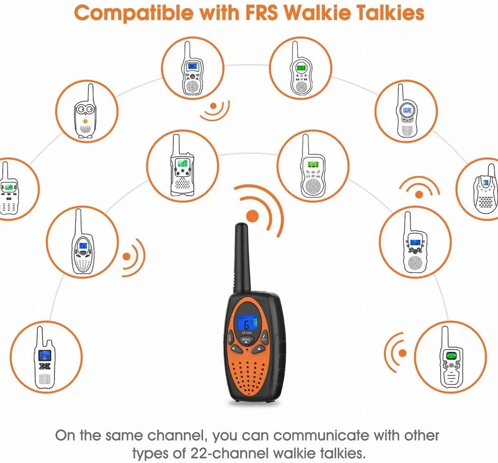 Two Way Radios for Adults; FRS Walkie Talkie Long Range /Hands Free Walki Talki with Noise Cancelling for Women Kids Camping Hiking Cruise Ship (Orange 2 in 1)