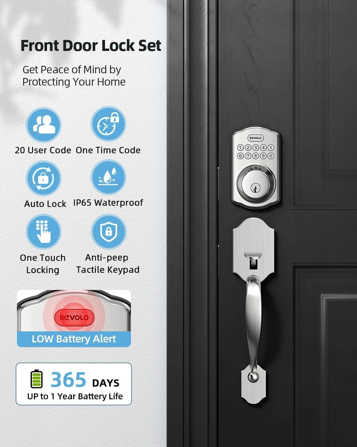 GOURE RE001 Electronic Keypad Deadbolt; Keyless Entry Door Lock; Keyed Entry; Auto Lock; Smart Lock with Handle; Front Door Handle Sets; Anti-Peeking Password; Oil-Rubbed Bronze