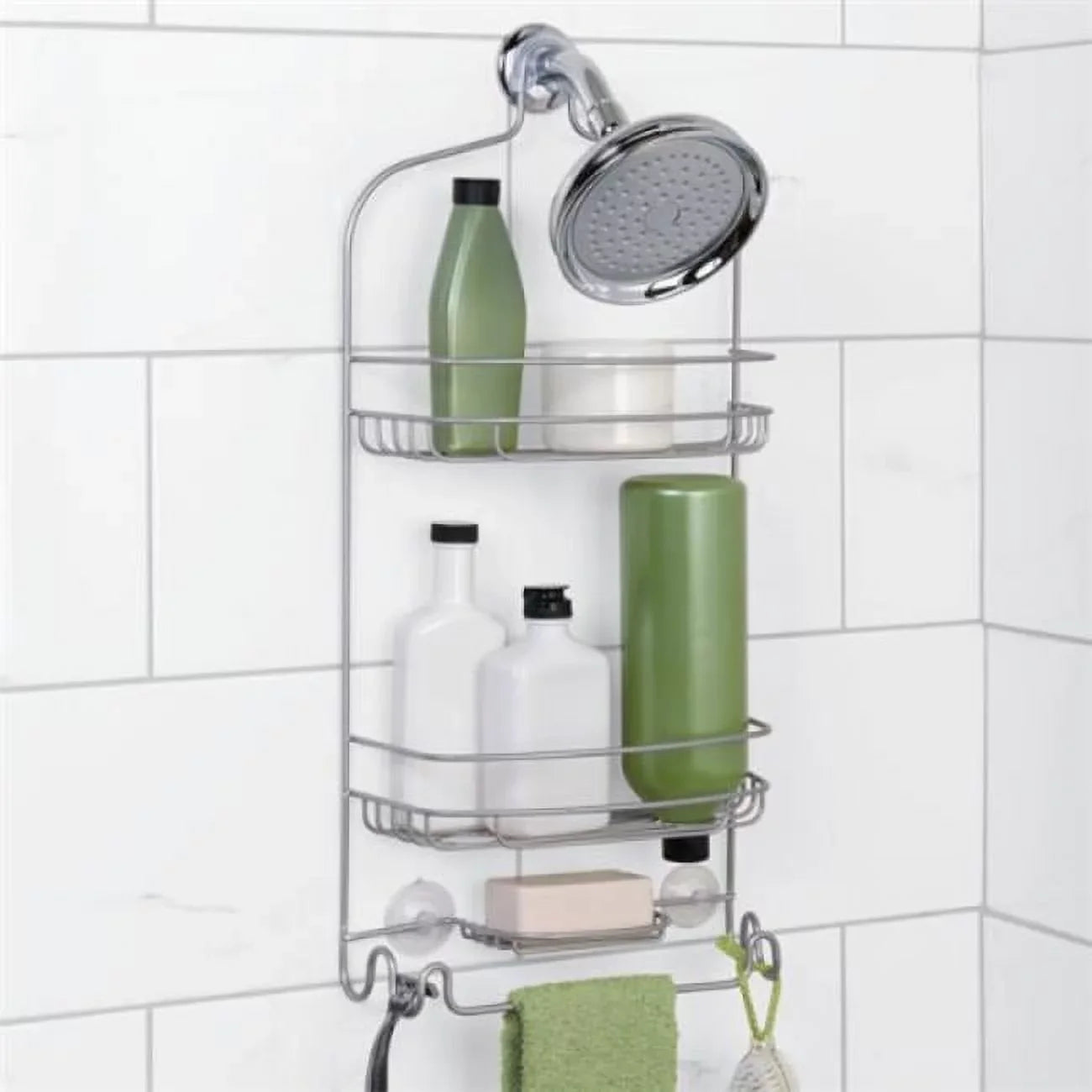 Two Tier OTS Shower Caddy; Brushed Nickel
