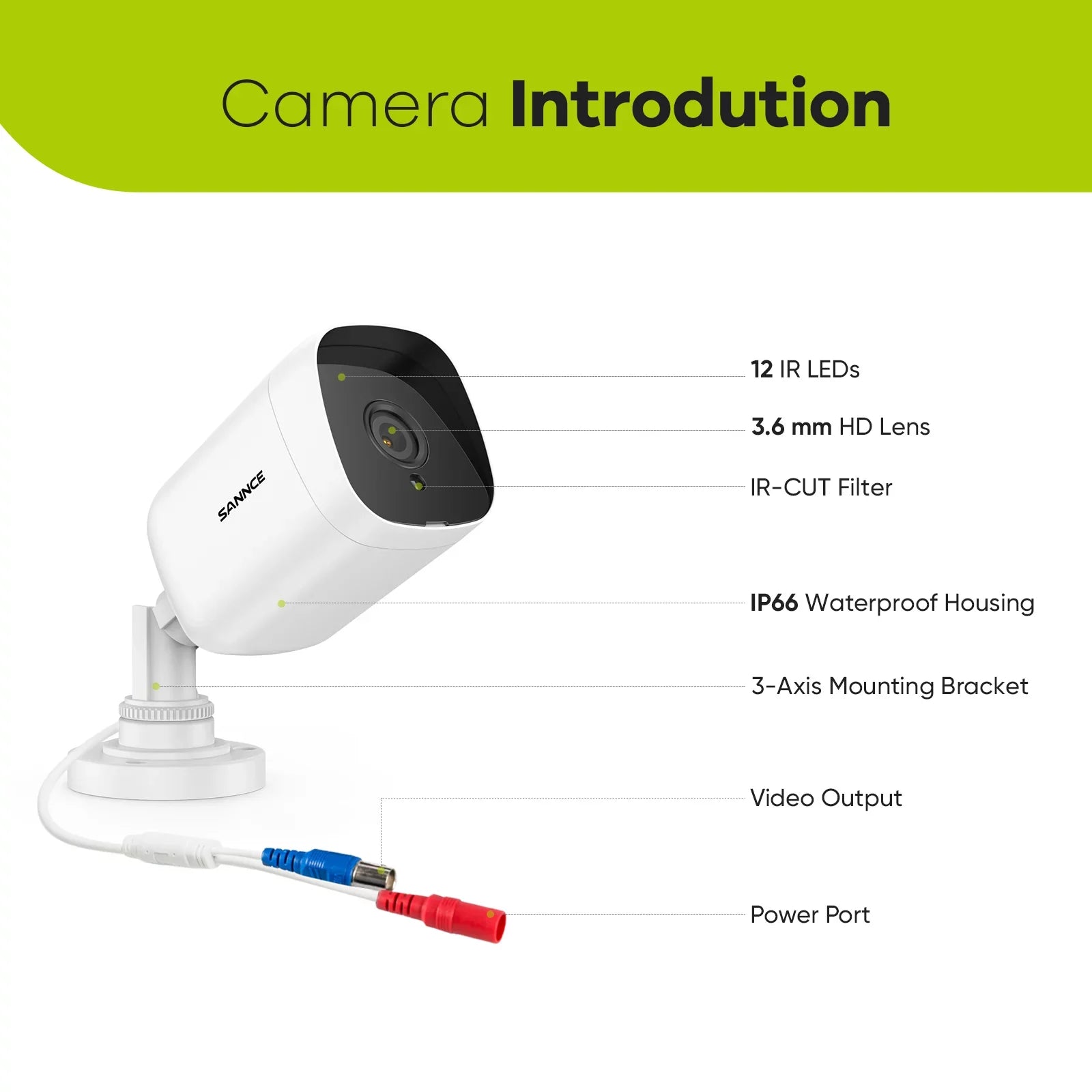 SANNCE 2PCS 2MP Full HD Wired Analog CCTV TVI-HD Security Camera for DVR Security Camera System with Outdoor IP66 Liquidproof 100 ft Night Vision