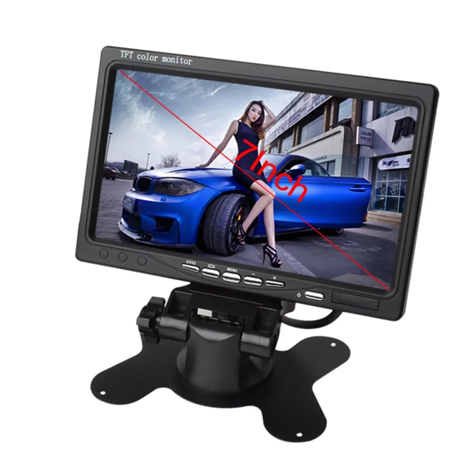 Aibecy 7 millimeter HD Monitor Display Screen TFT Car Screen Monitor HD 1024x600 Display AV Input Built-in Speaker For Trucks Bus RV Trailer Reverse Rear View Backup Camera