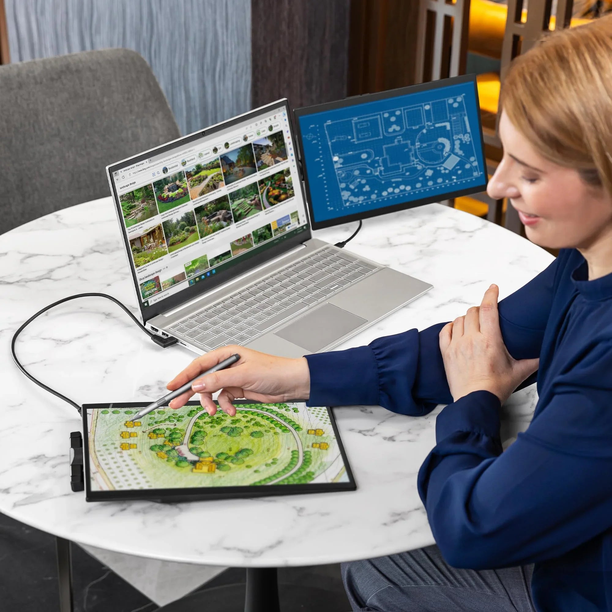 SideTrak Swivel Pro Triple Touch | Touchscreen Ultra Slim Attachable Portable Monitor for Laptops
