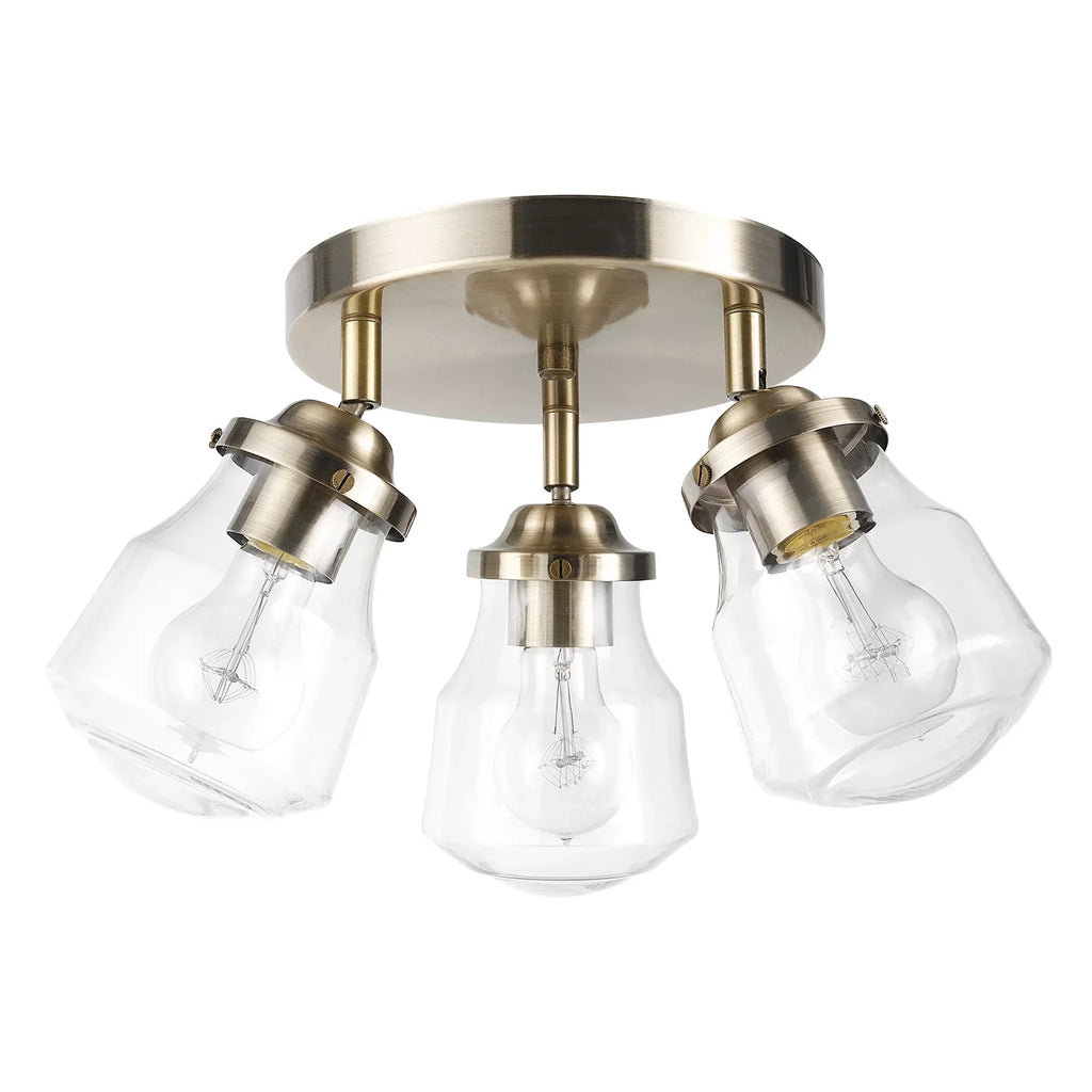 Globe Current-activated Gerard 3-Light Antique Brass Track Lighting Canopy Light with Clear Glass Shades; Bulbs Included; 59761