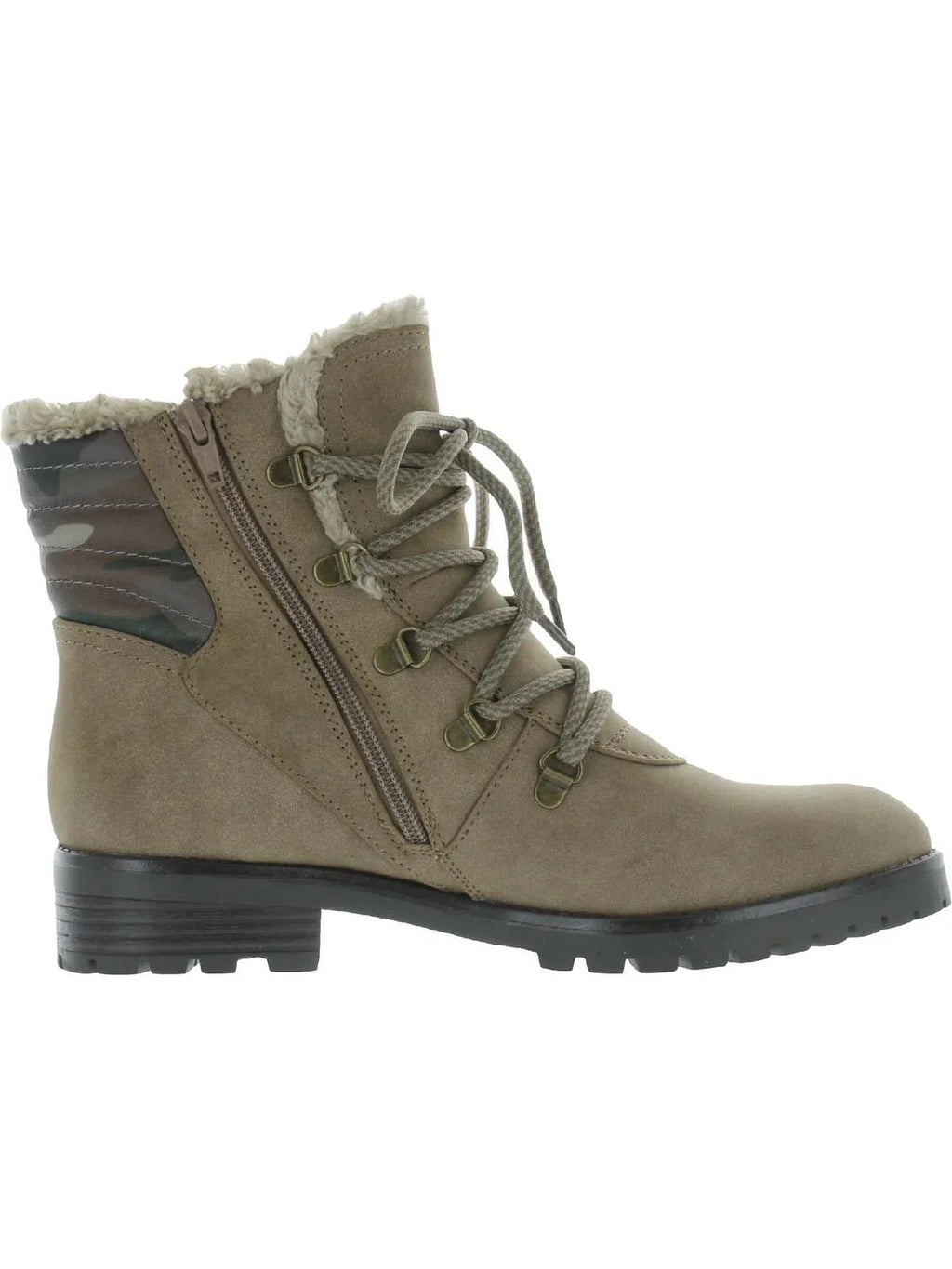 Baretraps Womens Dennison Faux Suede Faux Fur Hiking Boots