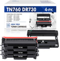 TN-760 Toner Cartridge and DR-730 Drum Unit Set Compatible for Brother DCP-L2550DW HL-L2350DW MFC-L2710DW MFC-L2690DW Printer (3x TN760 Toner; 1x DR730 Drum Unit )