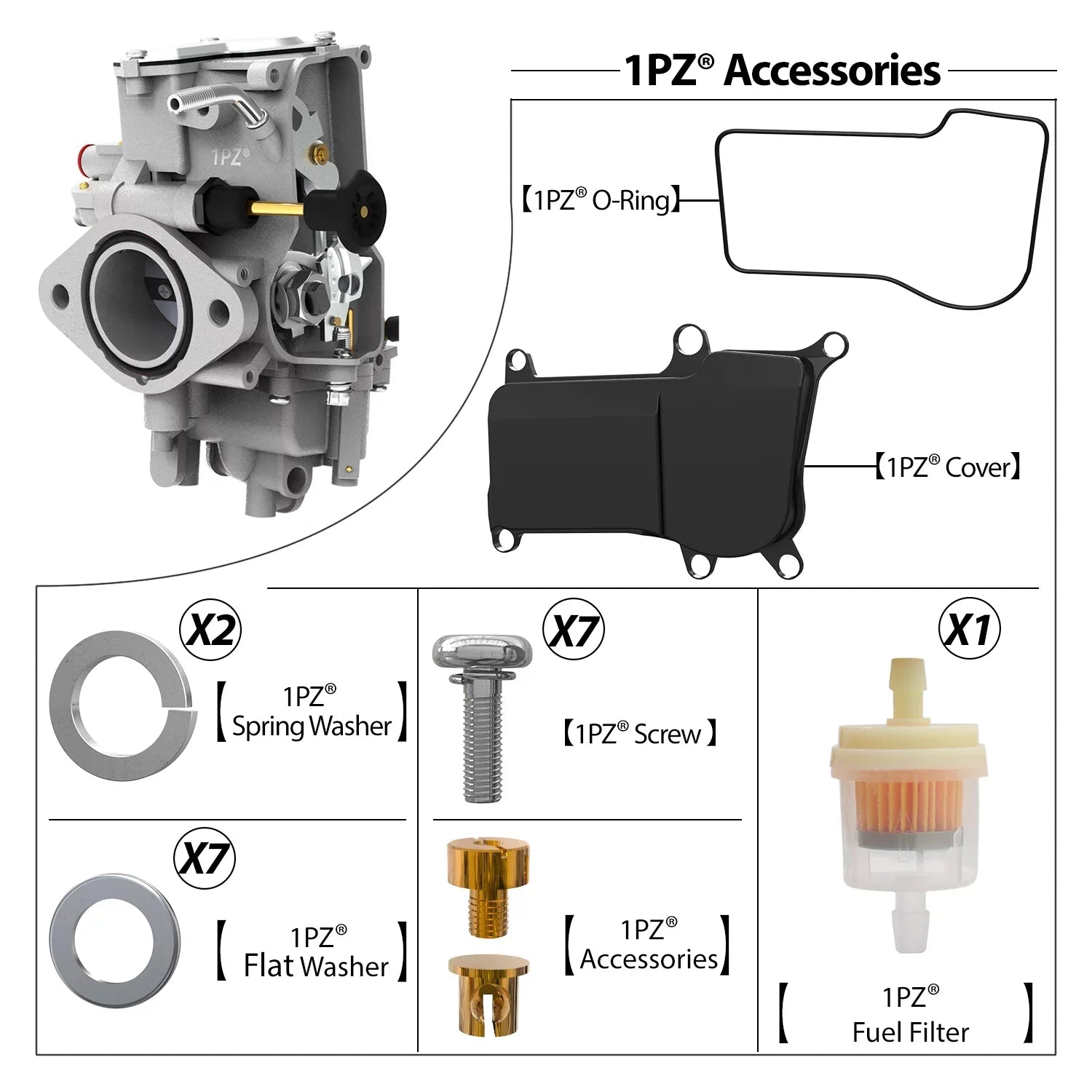 1PZ W35-CA1 Carburetor Carb Replacement for Yamaha Warrior Big Bear Moto-4 Wolverine 350 YFM350 YFM350X YFM35F 1987-2004 Kodiak 400 YFM400 4WD 1996-1998