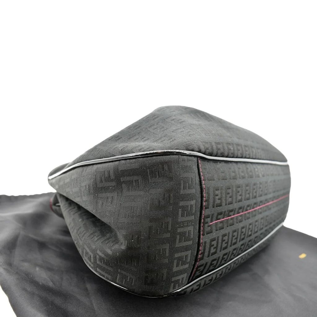 Pre-owned FENDI Zucchino Print Canvas Shopping Tote Bag Black