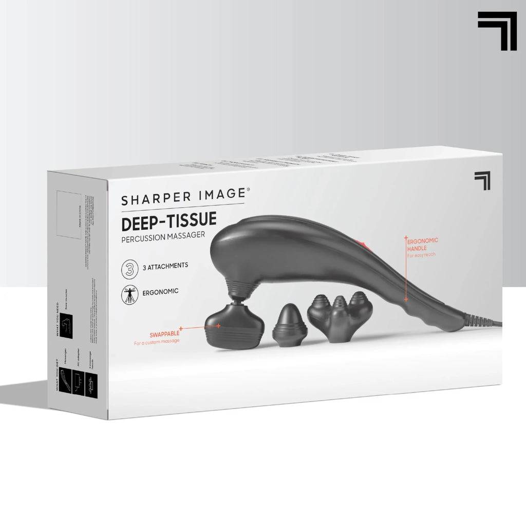 Sharper Image® Deep-Tissue Massager with Swappable Heads; Personal Massage for Neck and Back with Kneading and Soothing Heat; Relaxation and Calming Sensation; Interchangeable Nodes