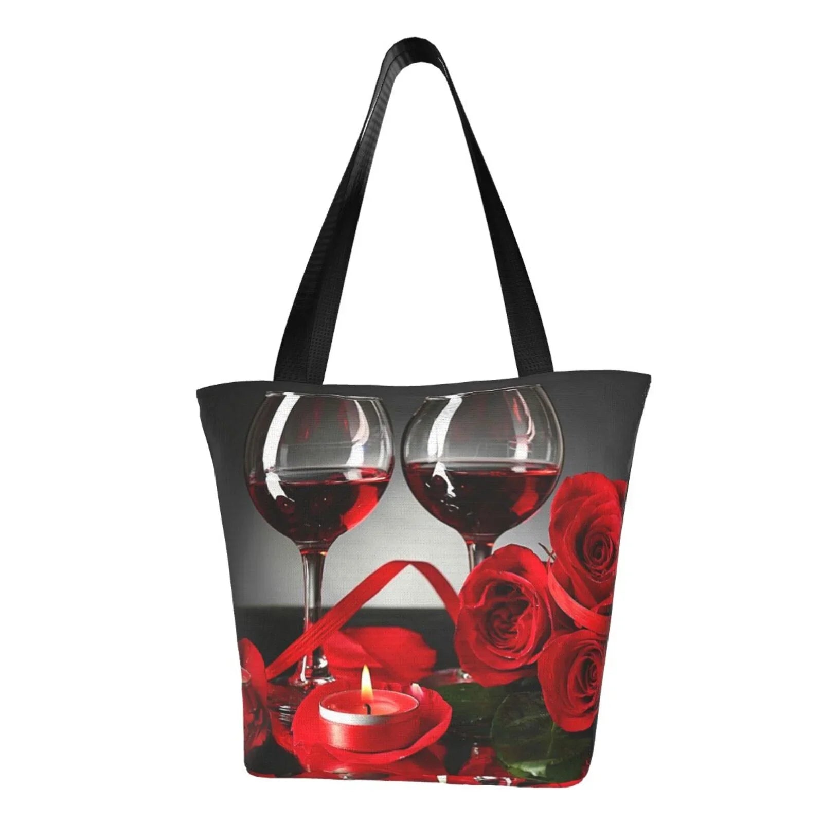 Lukts Red Wine Rose Tote Bag;Shoulder Bag Women'S Hobos Handbags Large Capacity Shopping Bag