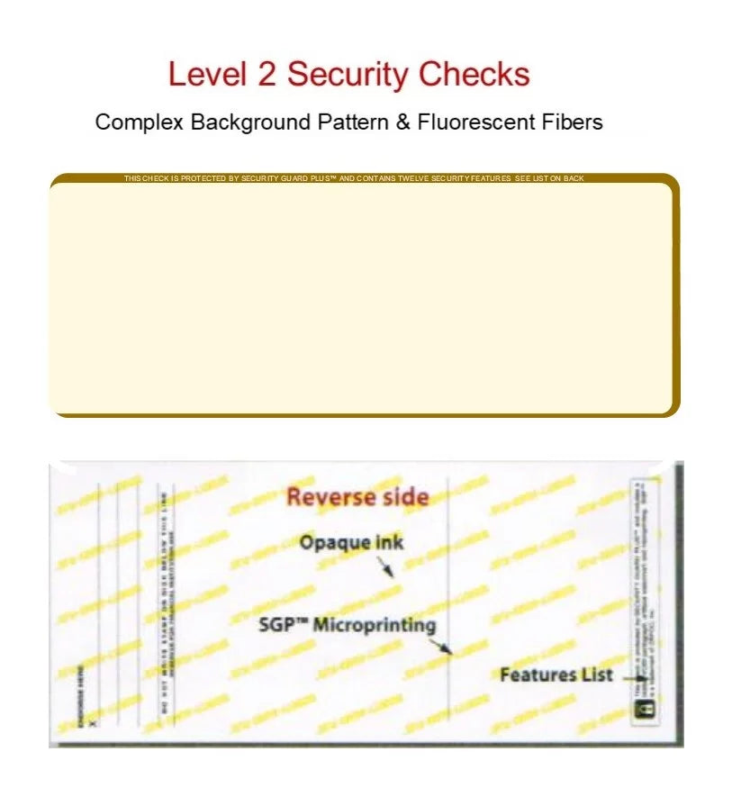 Zapco High-Security Check Paper; Organic w Complex Background Pattern; 8-1/2" x 11"; Microperfed with 3-Up Checks; 12 Security Features - PACK OF 100 SHEETS