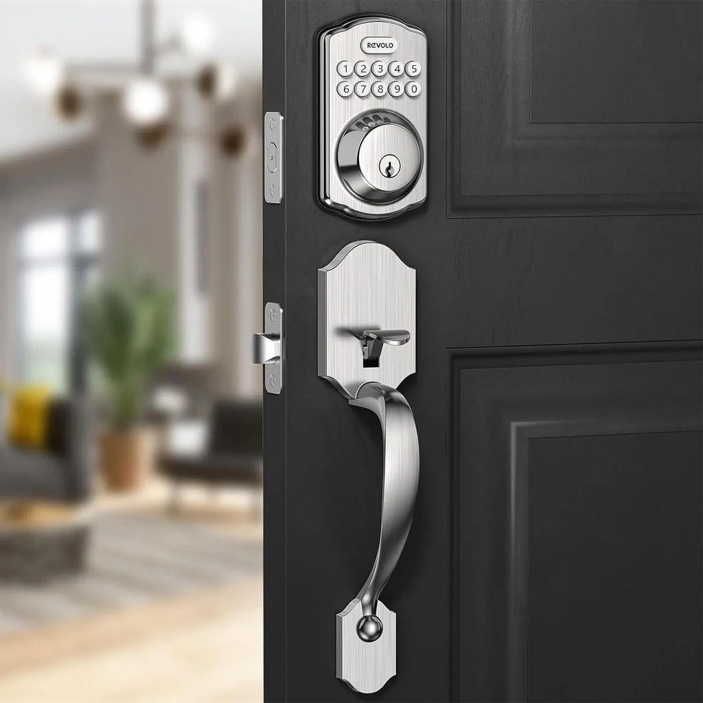 GOURE RE001 Electronic Keypad Deadbolt; Keyless Entry Door Lock; Keyed Entry; Auto Lock; Smart Lock with Handle; Front Door Handle Sets; Anti-Peeking Password; Oil-Rubbed Bronze