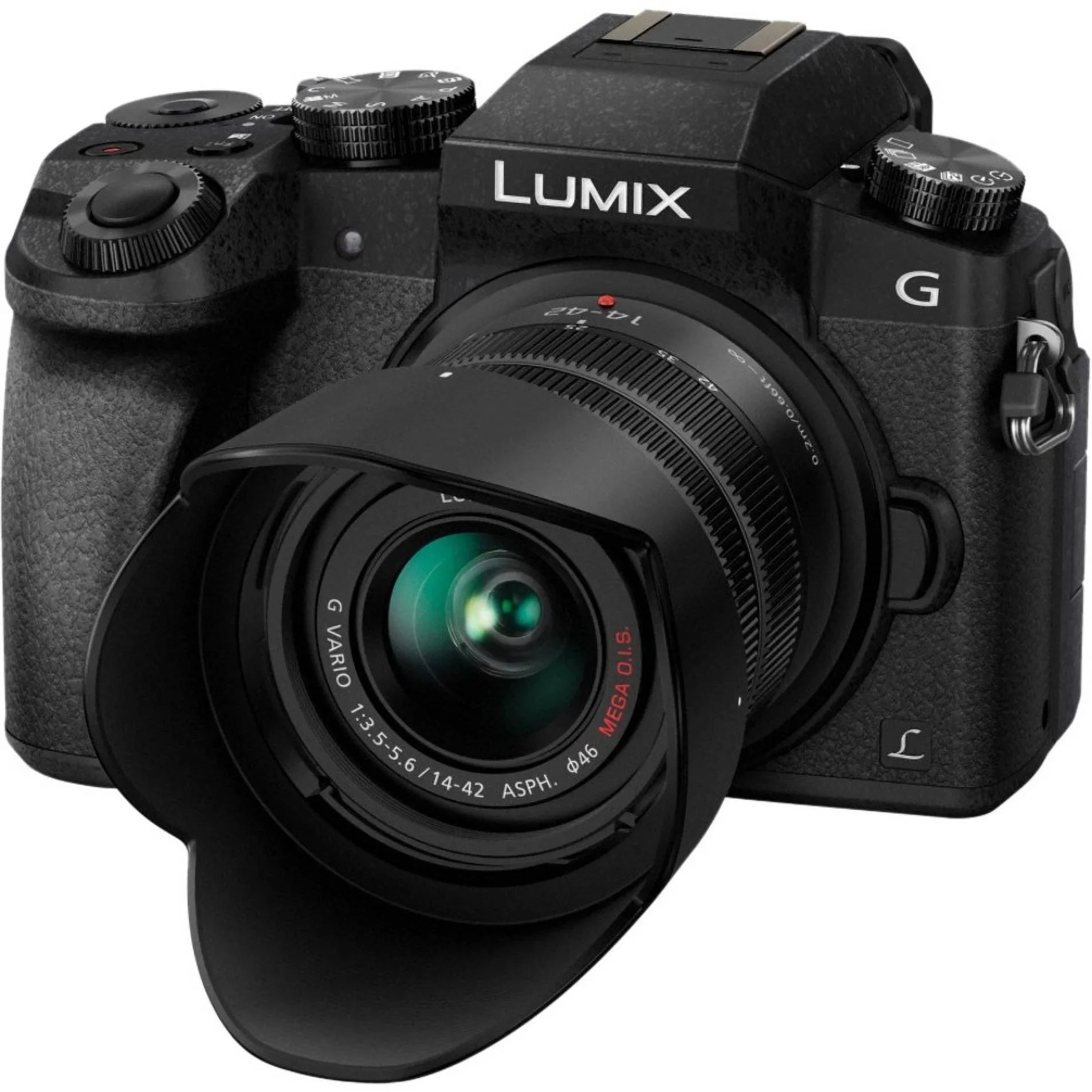 Panasonic Lumix G7 16 Megapixel Mirrorless Camera with Lens; 0.55"; 1.65" (Lens 1); 1.77"; 5.91" (Lens 2); Black