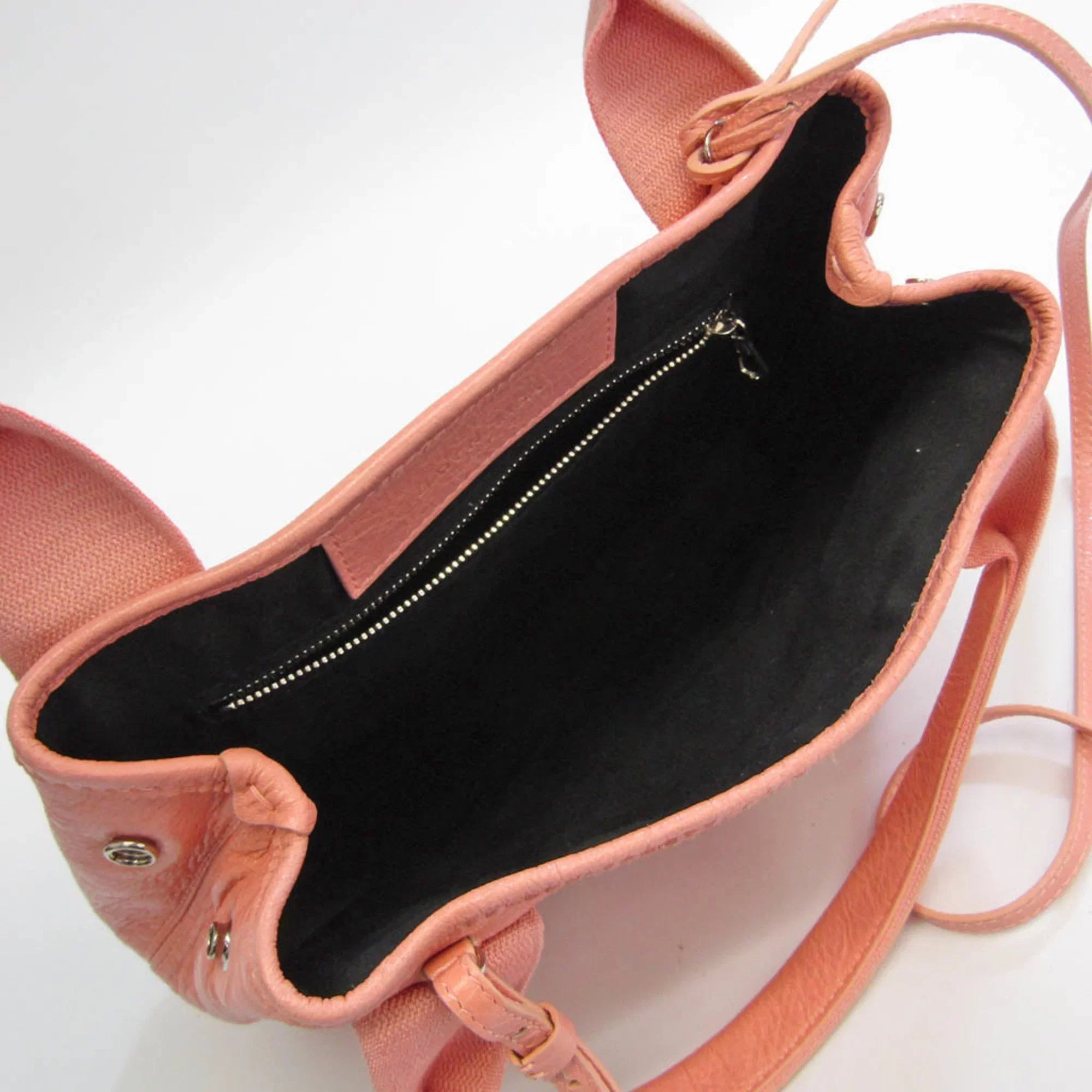 Pre-Owned Balenciaga Navy Cabas XS 390346 Women's Canvas;Leather Handbag;Shoulder Bag Light Pink (Good)