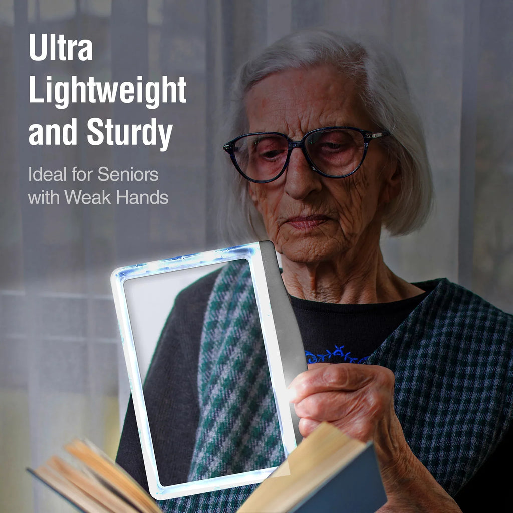 MagniPros 5X Large LED Page Magnifier for Reading & Anti-Glare Lens to Reduce Eye Strain-Perfect for Small Print; Aging Eyes; Low Vision & Seniors