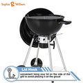 Sophia & William 18-inch Kettle Charcoal BBQ Grill with Porcelain-Enameled Lid and Bowl; Chromeplated Grate; Ash Catcher for Outdoor Picnic BBQ Patio Camping; Black