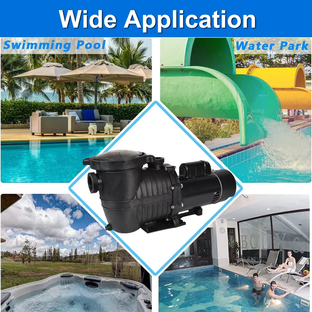 iMeshbean In-ground Swimming Pool Pump; 1.5HP Motor 110V-230V; 6000GPH; Head Max 69FT; for Above Ground Swimming Pool and Inground Pool Circulation; w/ Strainer Basket