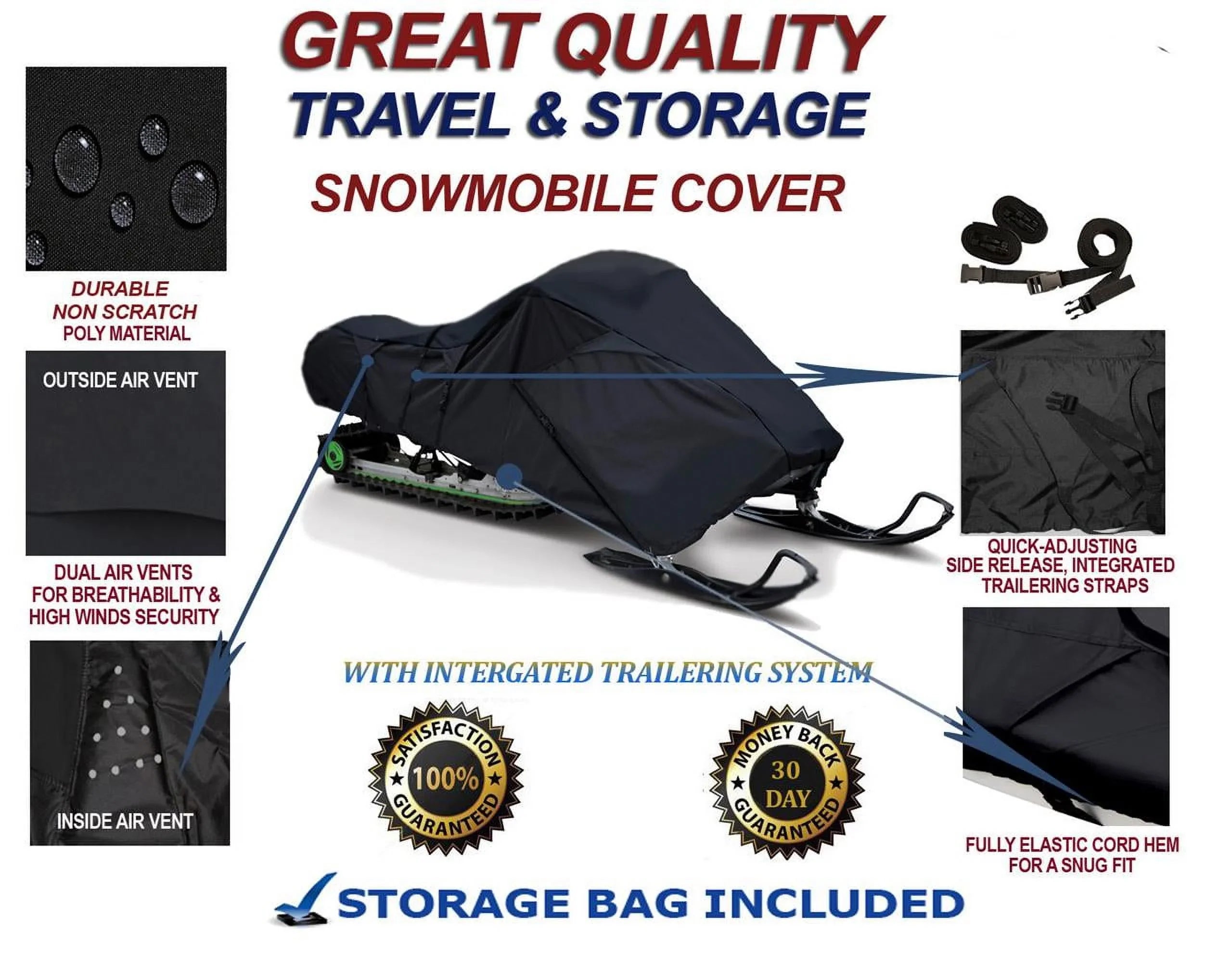 300D Snowmobile Travel and Storage Cover Compatible for 2008-2009 Ski Doo Bombardier GSX Exhaust 550F Sleds. Slush and Mud Protection