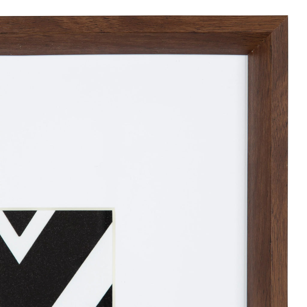 Kate and Laurel Calder Modern Framed Abstract Art Prints; Set of 6; Walnut Brown; Mid-Century Wall Decor for Display