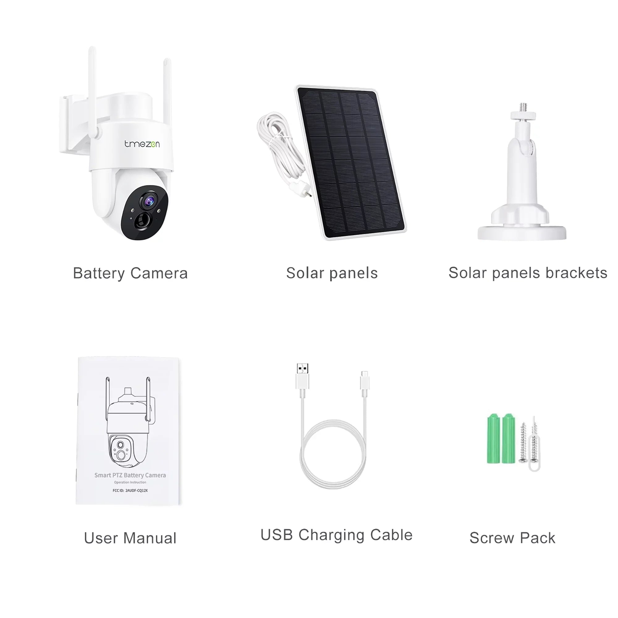 TMEZON Security Camera Outdoor Wireless; 2K Surveillance Camera Wireless Solor Powered for Smart Home ; PTZ WiFi Control; Night Vision;IP66 Liquidproof