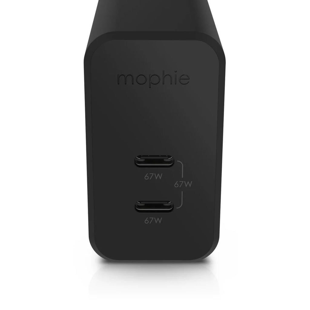 mophie USB C Charger GaN 67W; 3-Port Fast Compact Foldable Wall Charger for MacBook Pro/Air; iPad Pro; Galaxy S22/S21; HP Spectre; Note20/10+; iPhone 14/13/12 Pro; Pixel; and More - Black
