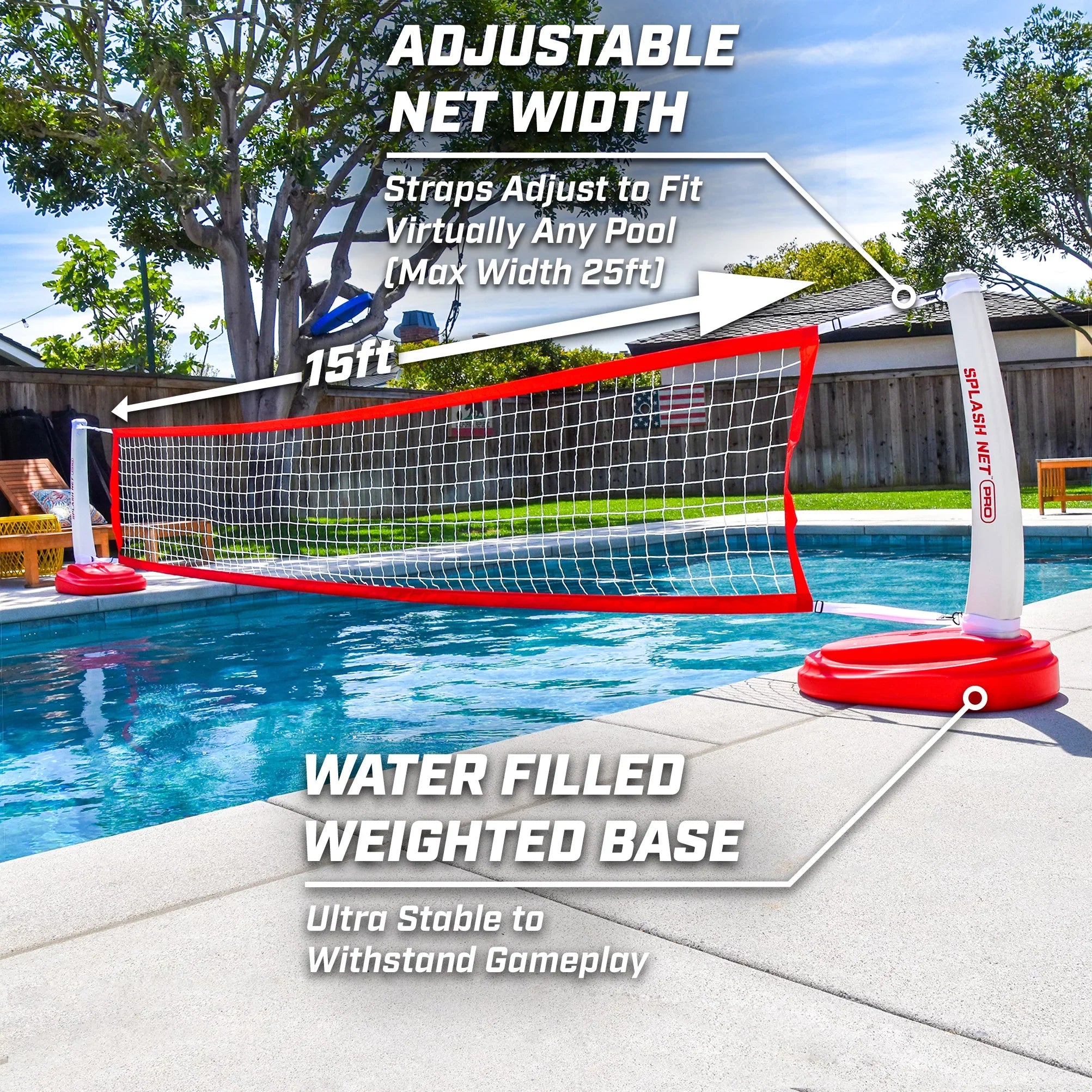 GoSports Splash Net PRO Pool Volleyball Net; Includes 2 Balls; Red