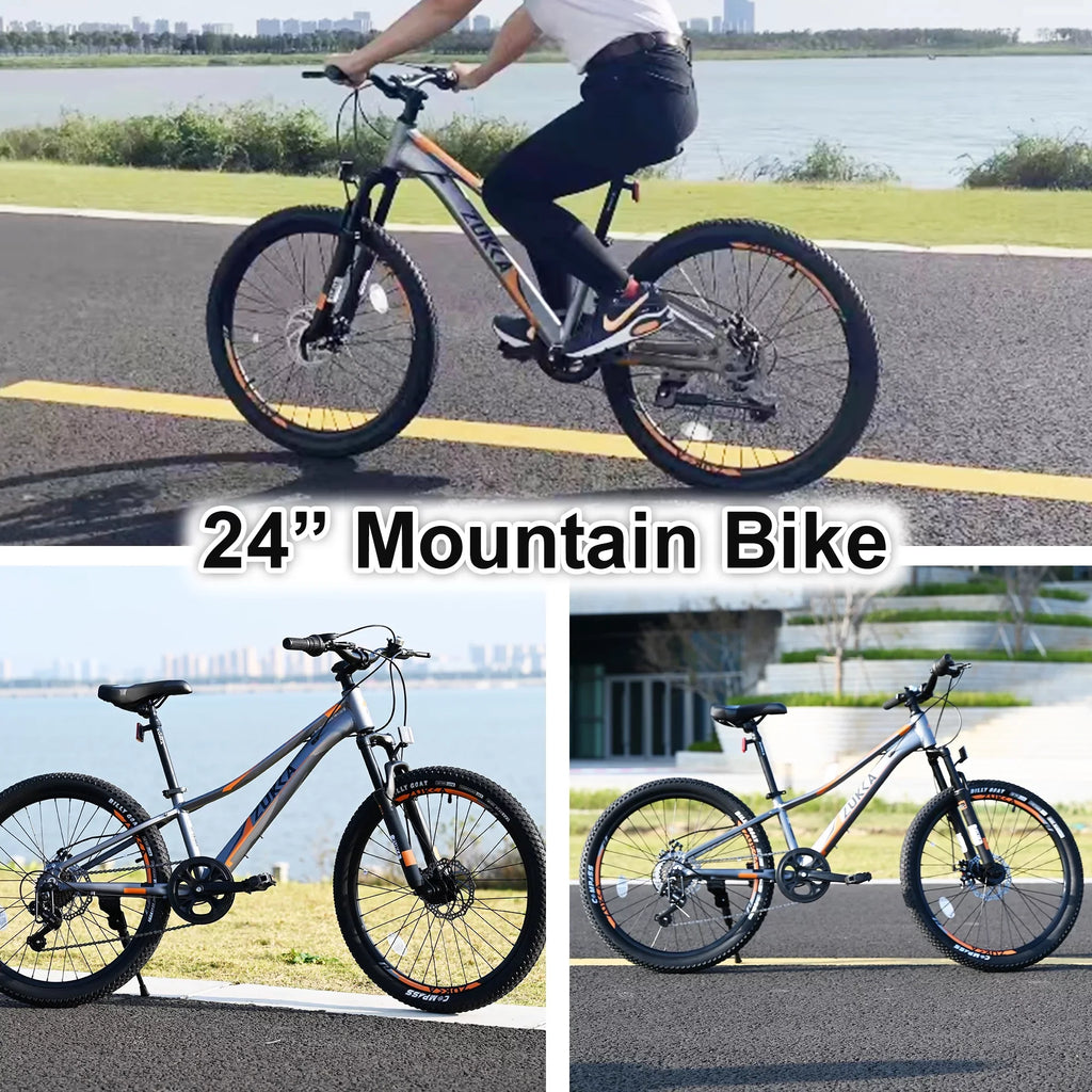GUTALOR 24-millimeter Mountain Bike for Boys and Girls - 7-Speed; Ideal for Young Riders