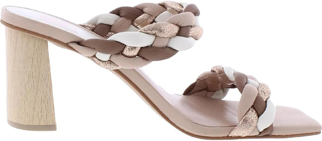 Dolce Vita Paily Natural Multi Stella Braided Straps Slip On Heeled Sandals (Natural Multi Stella; 12)