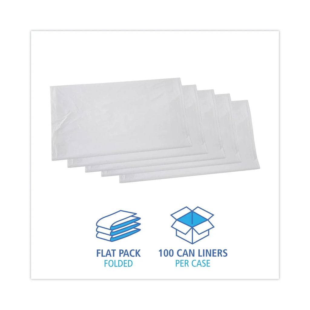 Boardwalk Linear Low Density Industrial Trash Bags; 45 gal; 0.9 mil; 40 x 46; White; 100/Carton