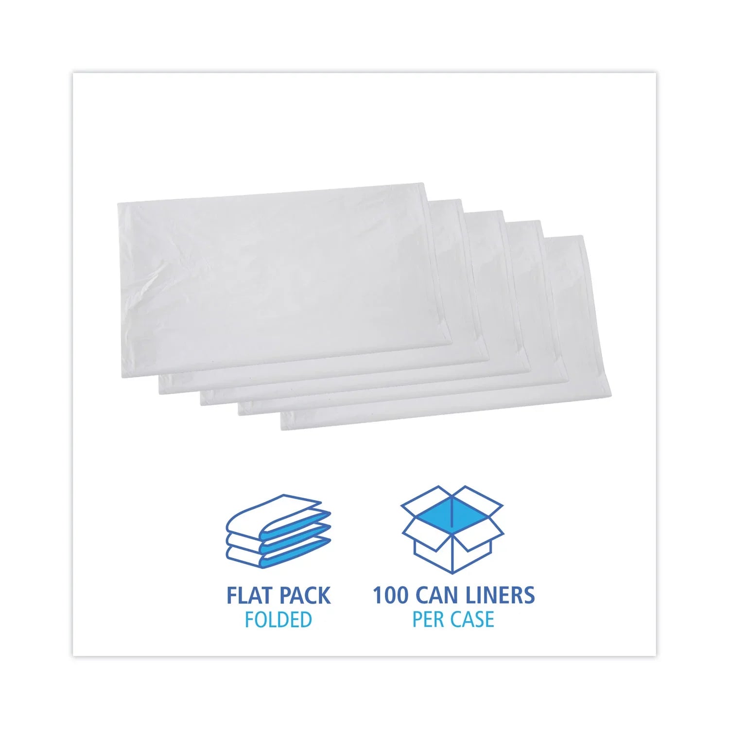 Boardwalk Linear Low Density Industrial Trash Bags; 45 gal; 0.9 mil; 40 x 46; White; 100/Carton