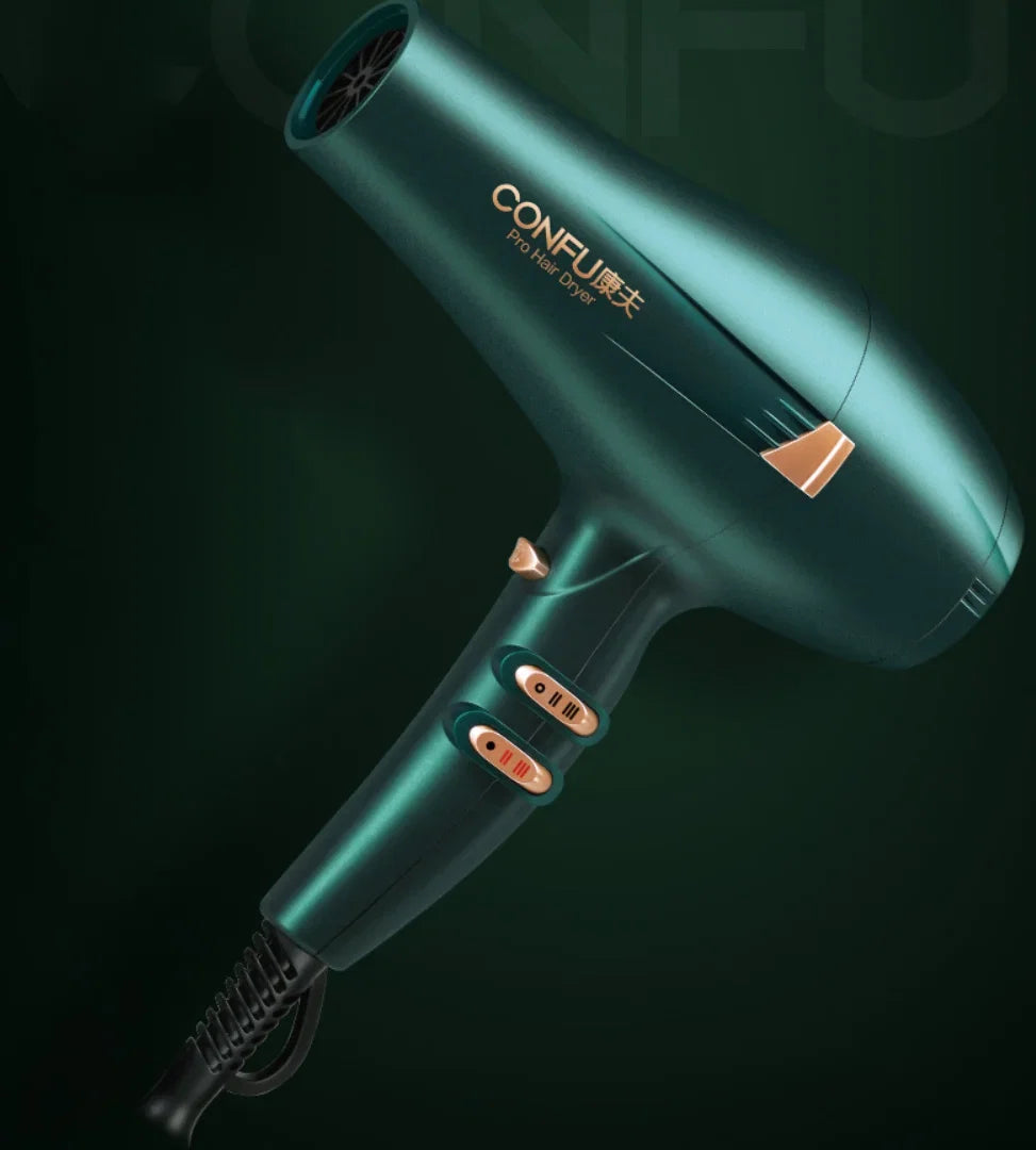 CONFU hot and cold air Hair Dryer; 2000W High Power Dryer; Quiet high wind professional hair stylist Dryer; Cool Shot Button; 3 Heat and 2 Speed Settings; Ionic Function for Shinier Results Silver