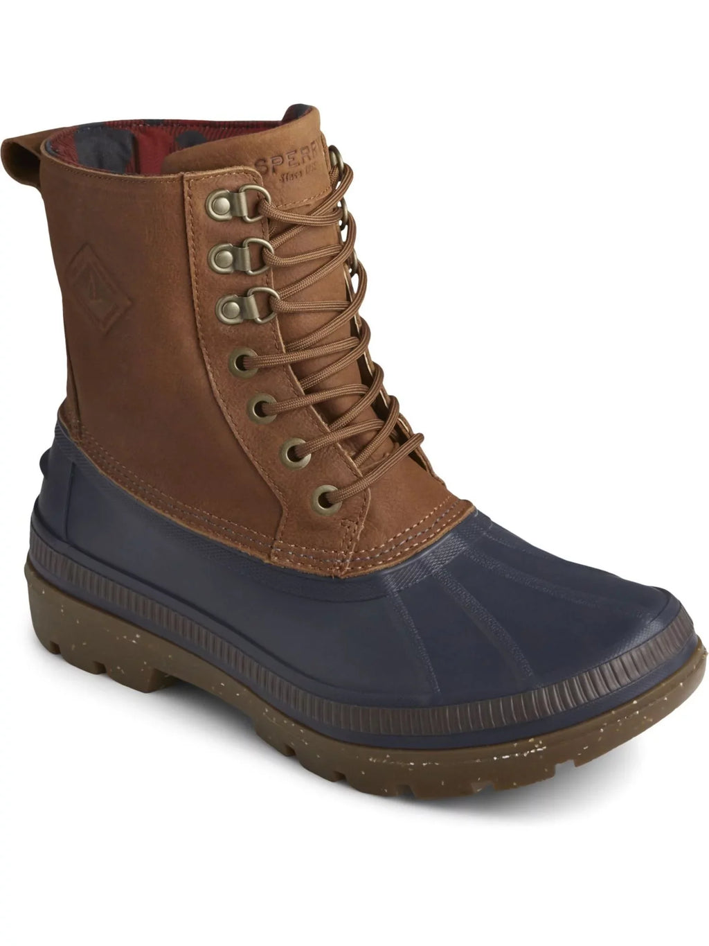SPERRY Mens Brown Fluidproof Ice Bay Round Toe Lace-Up Duck Boots 7