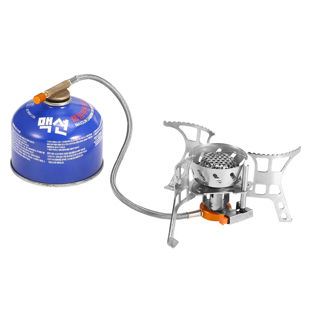 Dcenta Portable Windproof Camping Gas Outdoor Cooking Foldable Split with Gas Conversion Head Adapter