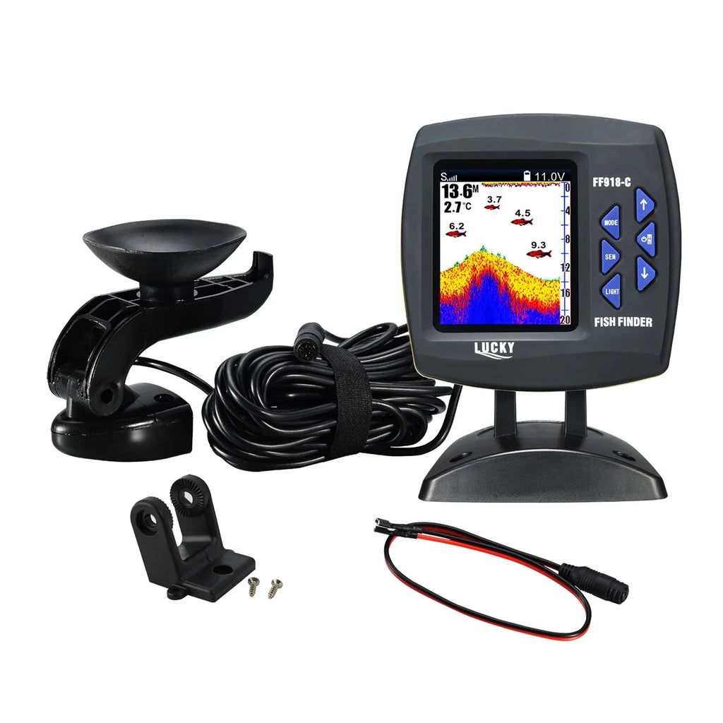 Tomshoo Fish Finder Wired Transducer Sensor Fishfinder 45 Degrees Underwater Fishing Portable Fish Finder Fluidproof Underwater Monitor LCD Fish Locator Boat Fishfinder Fish Detector