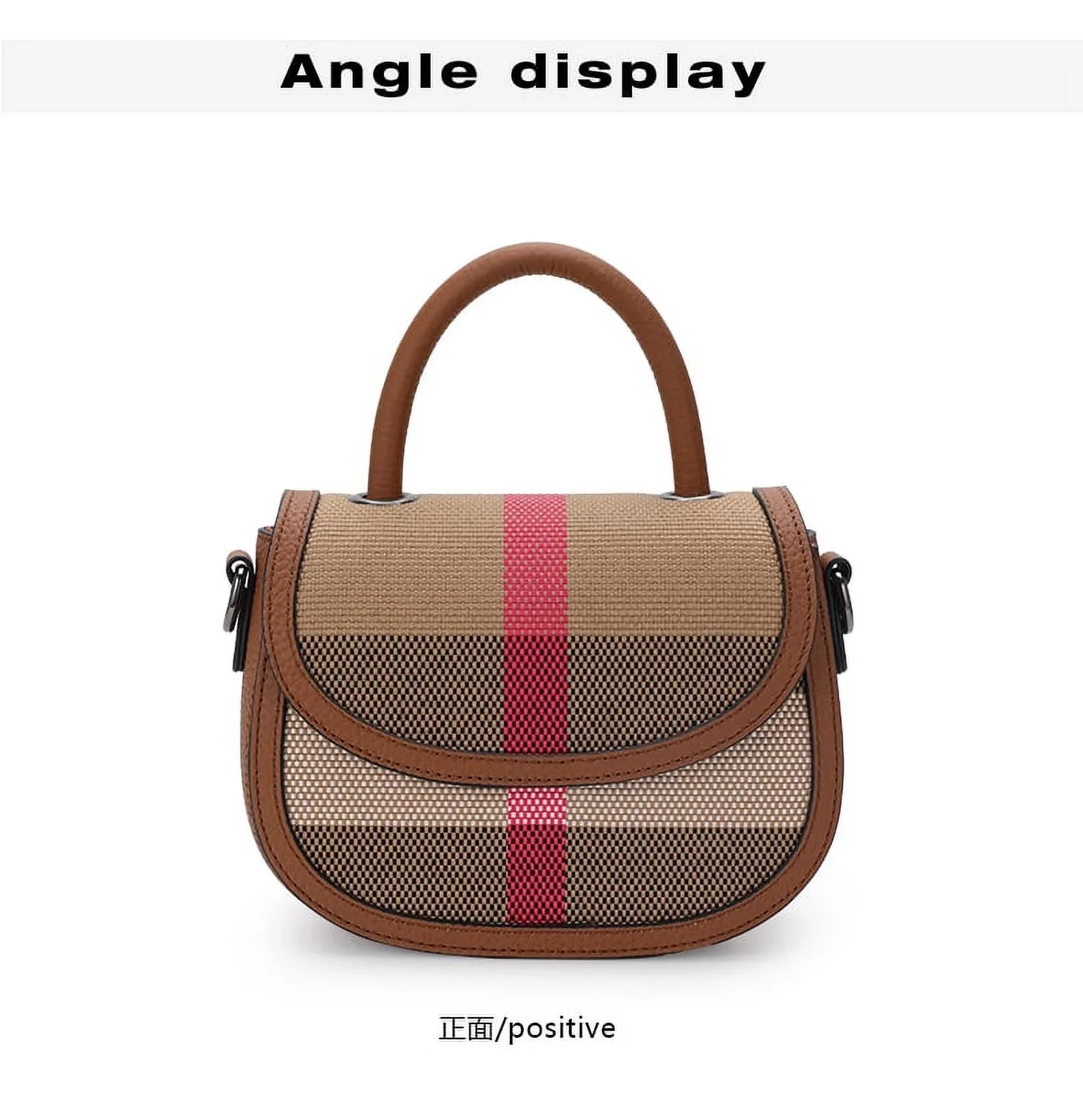 Aidrani New Women's One Shoulder Crossbody Bag Canvas with Cowhide Saddle Bag