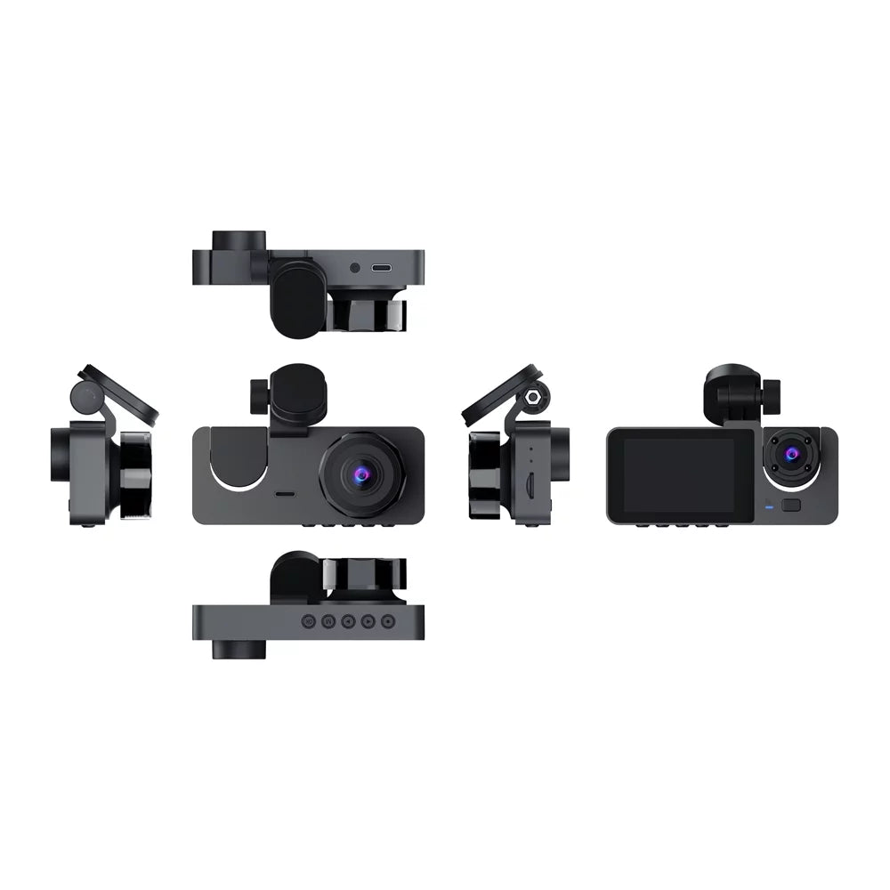 Shinysix 1080P DVR Dash Camera Front & Inside & Rear Camera Driving Recorder 2 millimeter Screen Dashcam Support Night-Vision Loop Recording Motion Detection One-Key Lock