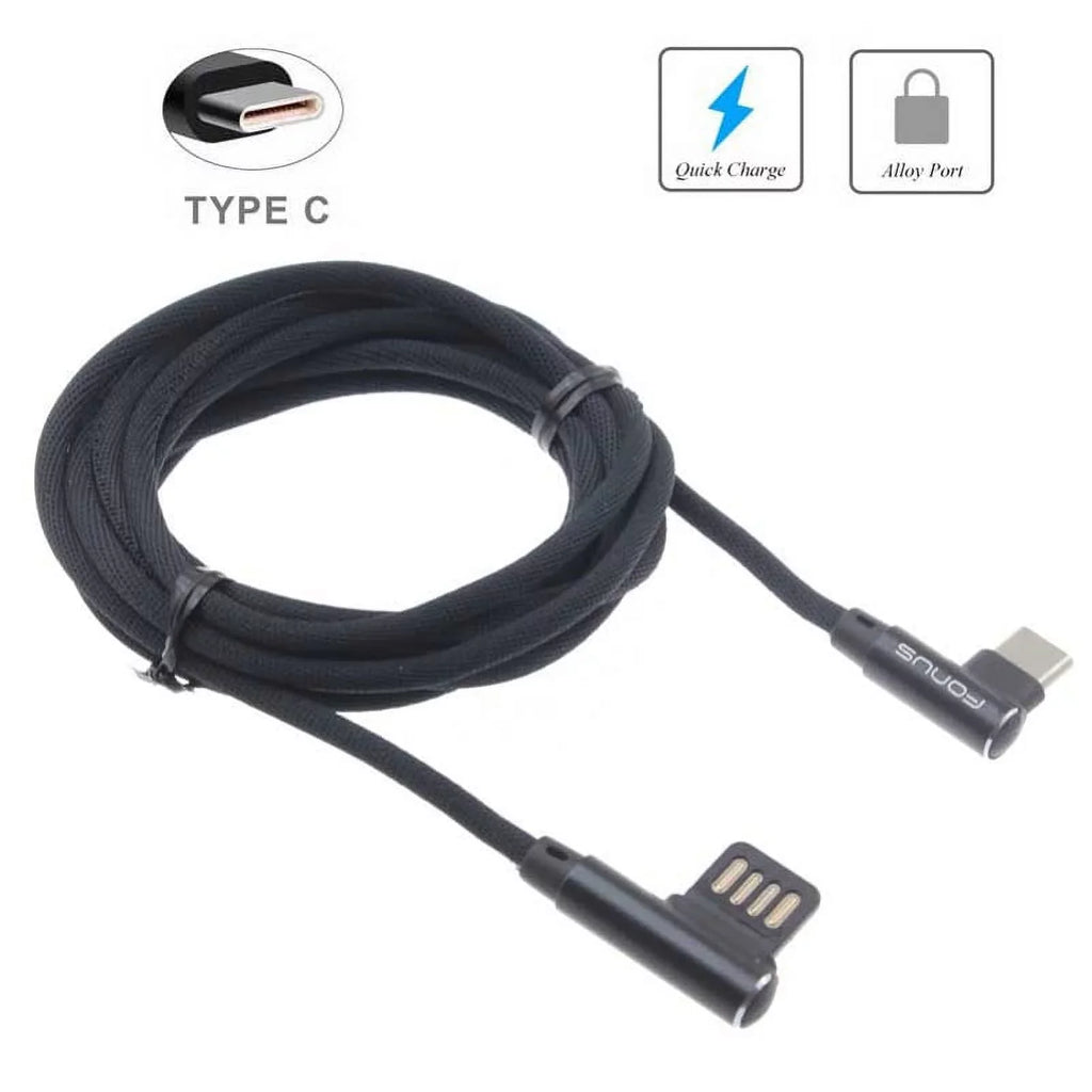 Adaptive Fast Home Charger w 10ft Type-C Angle USB Cable Q1A for Blackberry Key2; KEYone; LE - BLU G9; Vivo XI Plus 5 - CAT S61 S48c - Coolpad Legacy - Essential Phone (PH-1) - Google Pixel XL