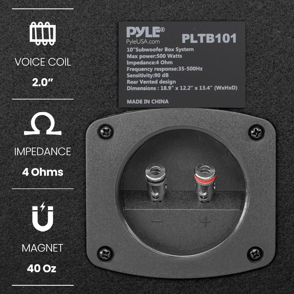 Pyle10-cm Carpeted Subwoofer Tube Speaker 500-Watt High Power Car Audio Sub Bass Enclosure System
