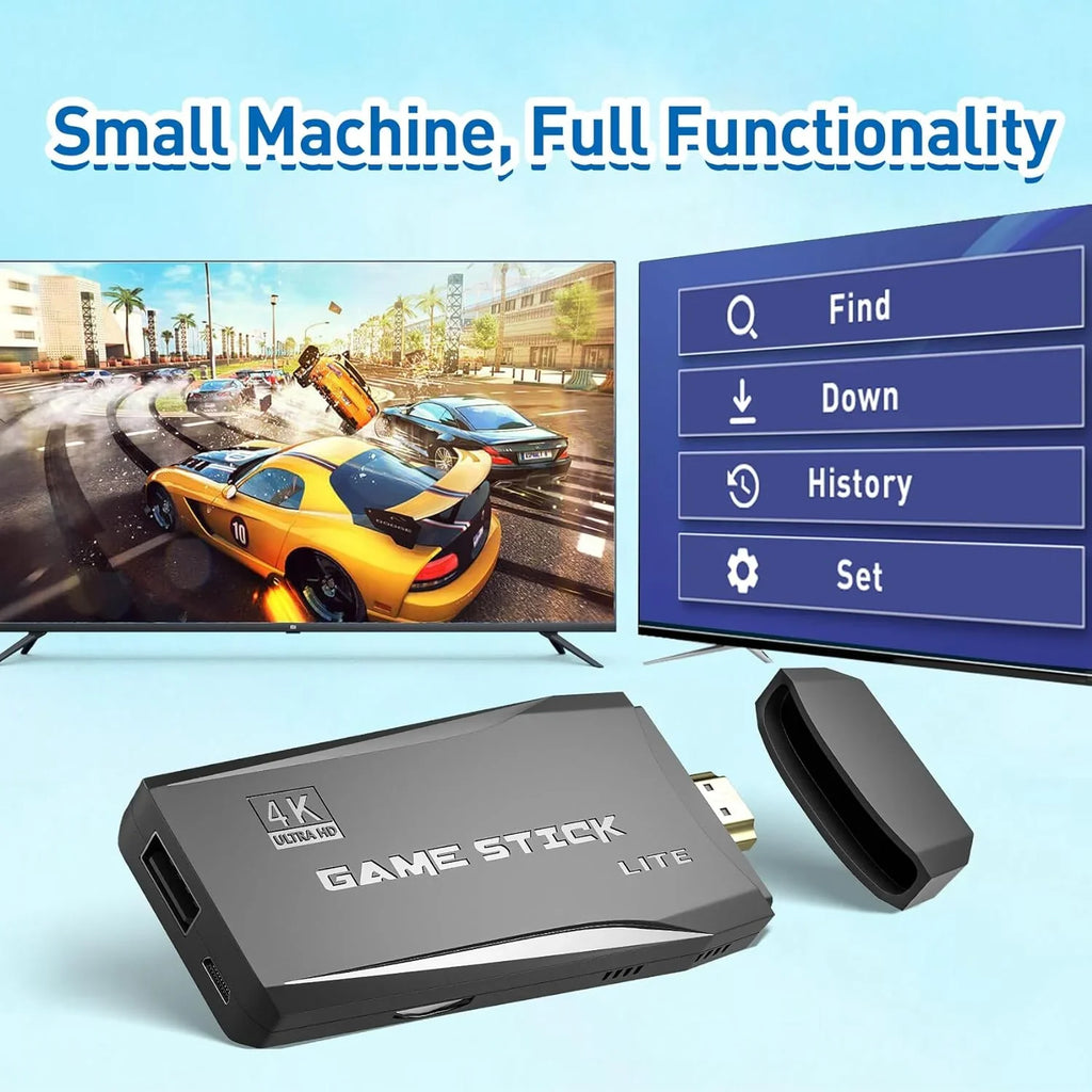 Retro Game Stick Emulator Console - Preloaded 12000+ Classic Retro Games;9 Emulators;Plug and Play Video Games for TV;Nostalgia Stick Support 4K HD Port;2 Wireless Gamepads(64G)