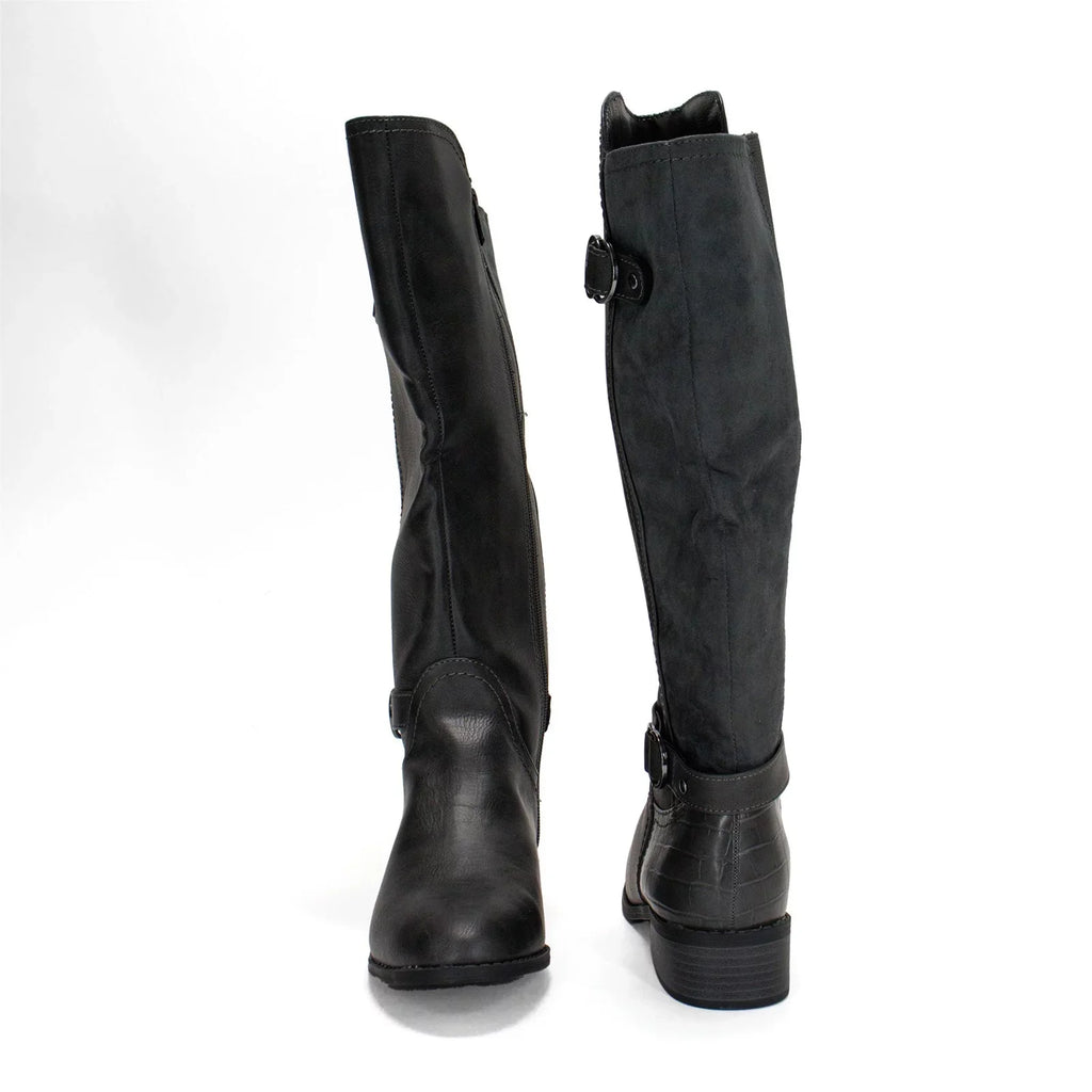Karen Scott Women's Leandraa Extra Wide Calf Riding Boot; Grey;8 M US