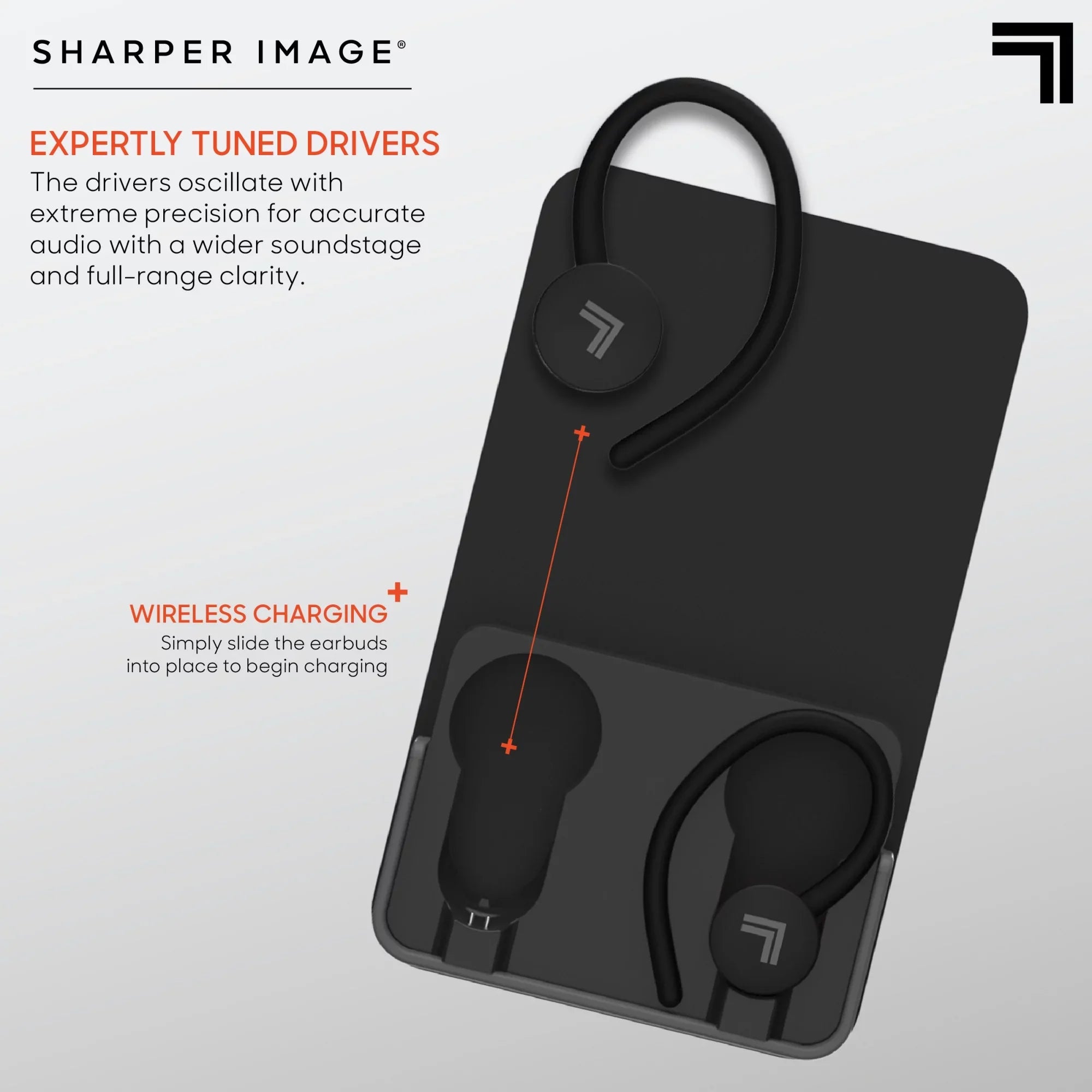 Sharper Image® SoundHaven® Sport True Wireless Bluetooth Earbuds with Qi Charging Case; Black