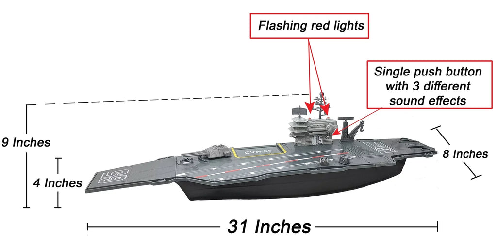 31 foot Toy Aircraft Carrier with Sound Effects Military Vehicles and 6 Drones