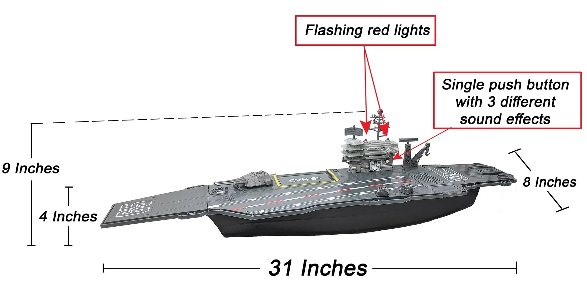 31 foot Toy Aircraft Carrier with Sound Effects Military Vehicles and 6 Drones