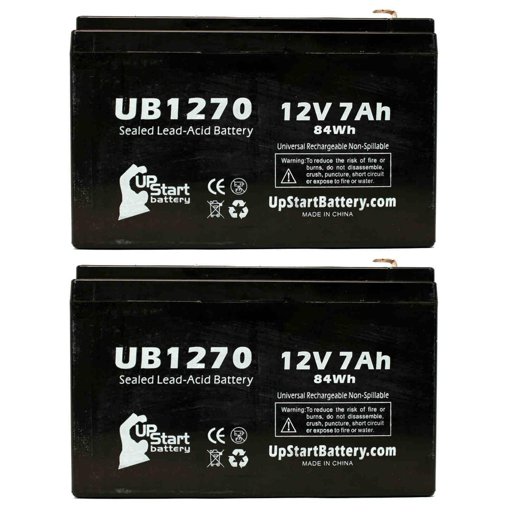 2x Pack - Compatible Upsonic PCM200VR Battery - Replacement UB1270 Universal Sealed Lead Acid Battery (12V; 7Ah; 7000mAh; F1 Terminal; AGM; SLA) - Includes 4 F1 to F2 Terminal Adapters