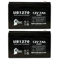 2x Pack - Compatible Upsonic PCM200VR Battery - Replacement UB1270 Universal Sealed Lead Acid Battery (12V; 7Ah; 7000mAh; F1 Terminal; AGM; SLA) - Includes 4 F1 to F2 Terminal Adapters