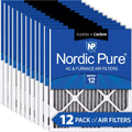 Nordic Pure 16x16x1 Pleated Air Filters MERV 12 Pleated Plus Carbon 12 Pack