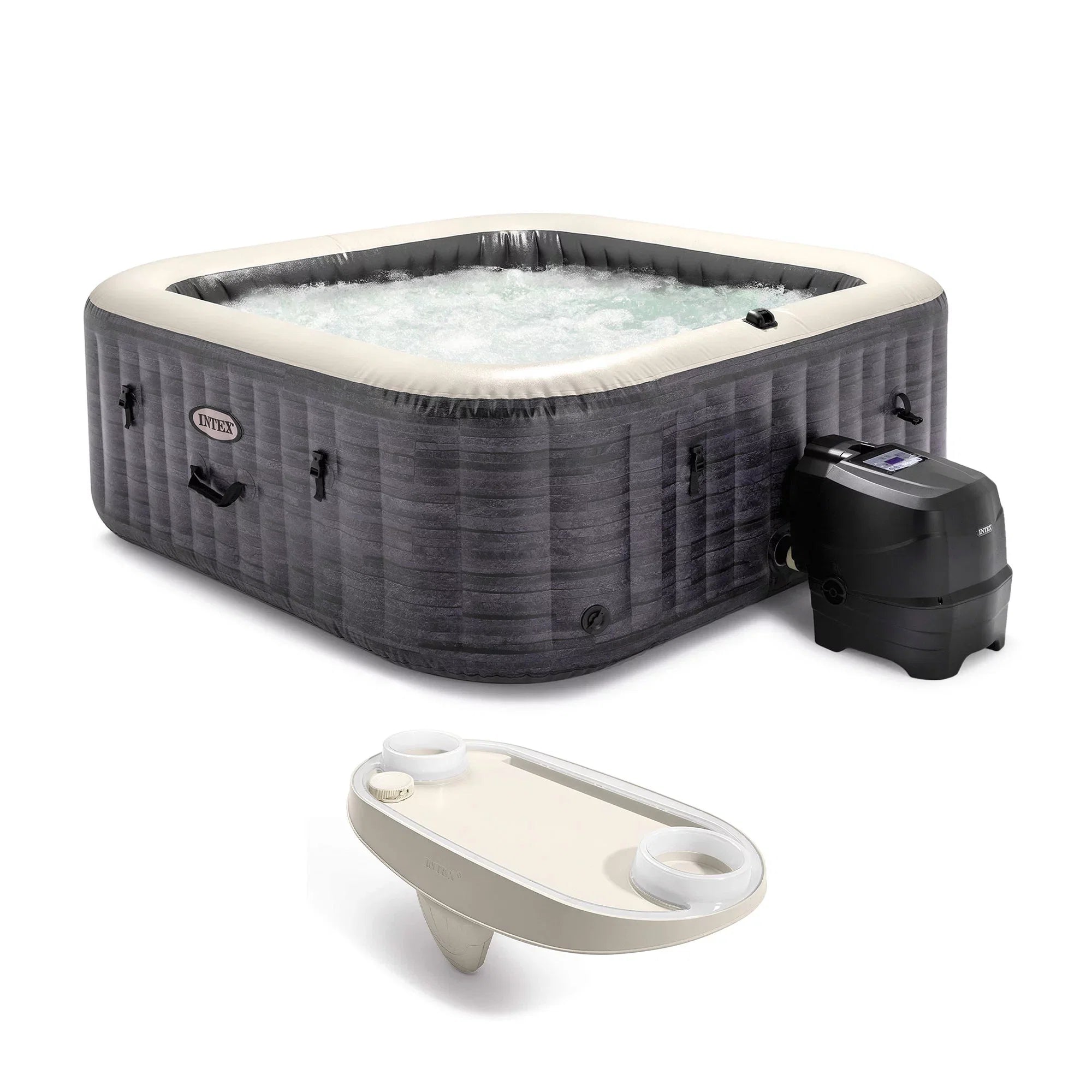 Intex PureSpa Plus Greystone Inflatable Hot Tub; 94 x 28"; with Phone Tray