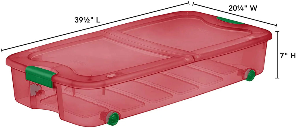 4-Pack Under Bed Plastic Storage Bin Unit Boxes Are Containers For Clothes; Books; Diapers; Shoes; Linen. Office Supplies; Camping; RV; Pantry Foods 66 Quart Capacity