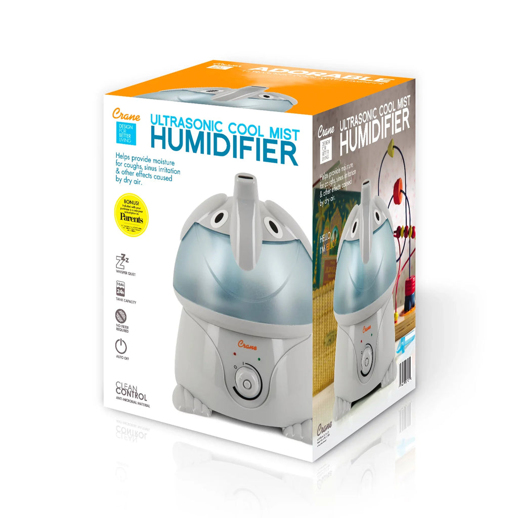 Crane Adorable Ultrasonic Cool Mist Humidifier; Elephant; 1 Gallon; EE-3186-1PK