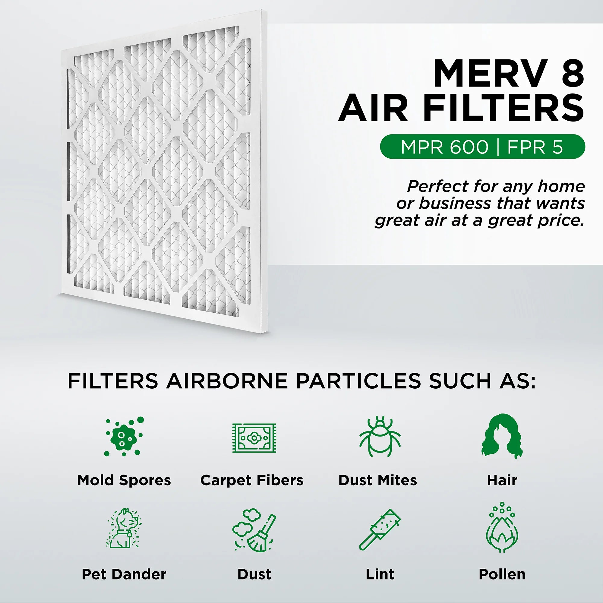 Pamlico Air 14x18x1 MERV 8 Pleated AC Furnace Air Filters. Quantity 6. (Actual Size: 13.75 x 17.75 x 0.75 millimeteres)