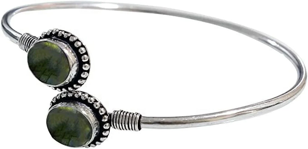 Handmade Cuff Bracelet For Women; Bohemian Tribal Design Silver Plated Natural labradorite Gemstone Modern Designer Fashion Bracelet; Party Boho Jewellery